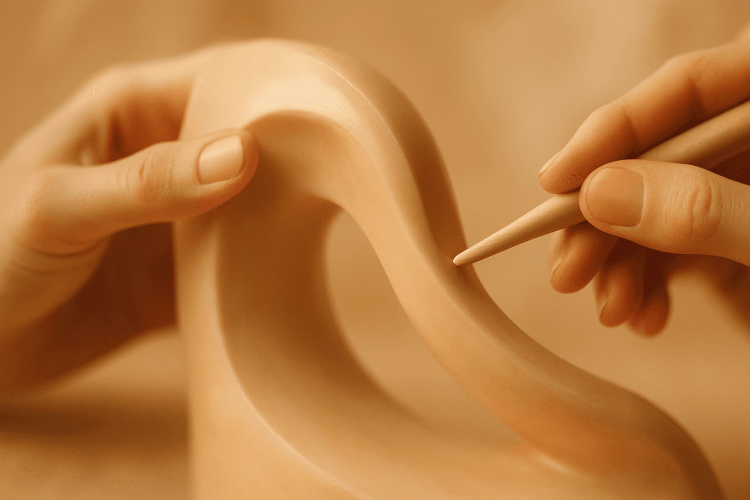 Hands in soft warm light, an abstract study in care